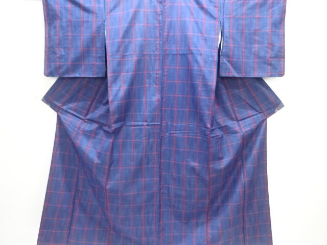 格子織り出し米沢紬着物・道行コートアンサンブル